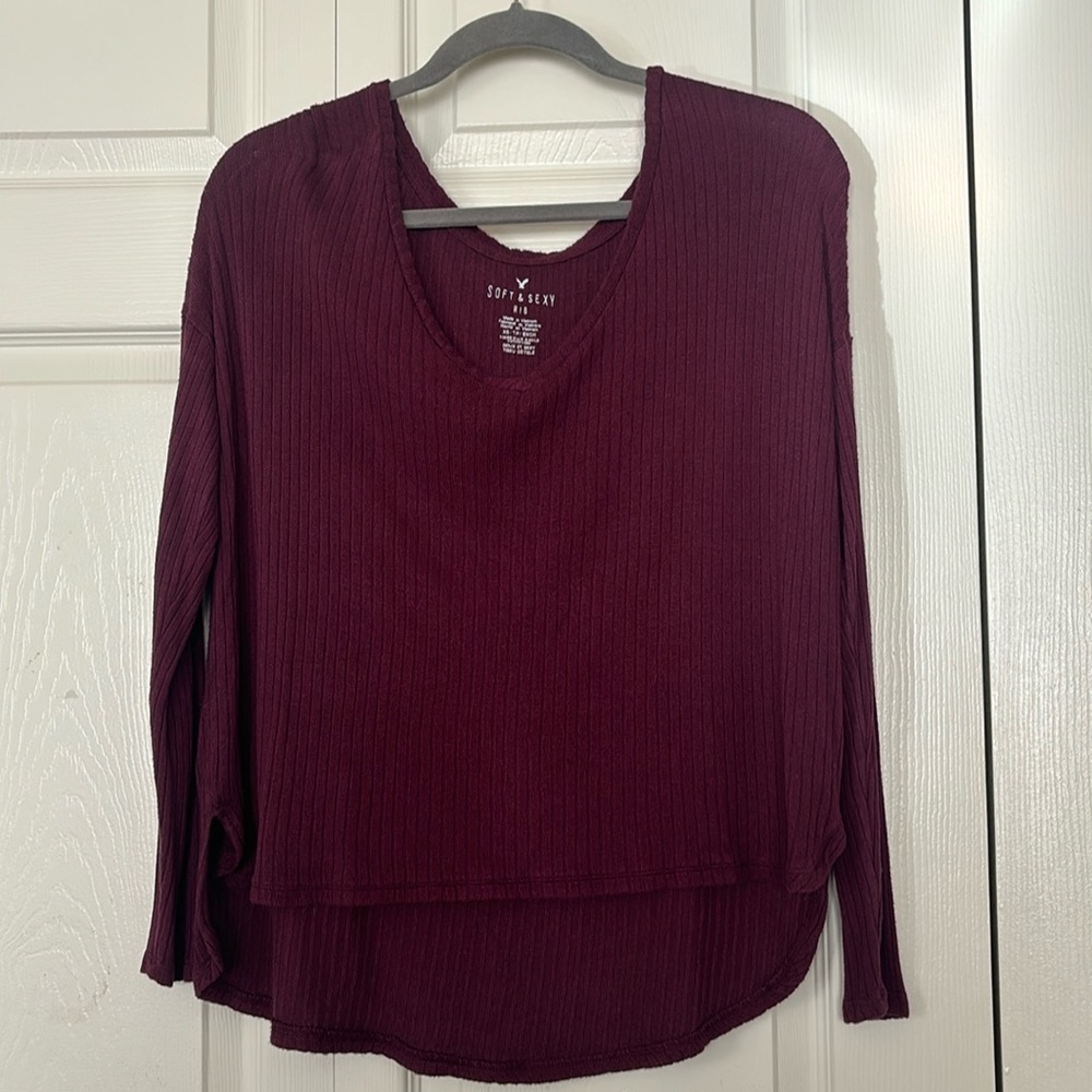 American Eagle Soft & Sexy XS Burgundy Long Sleeve